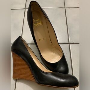Christian Louboutin Black and Brown Wedges